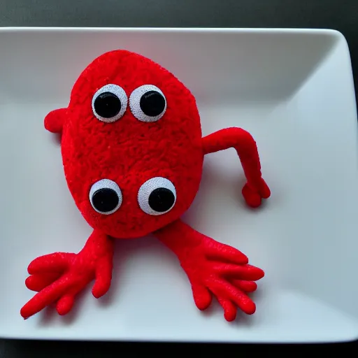 Image similar to strawberry creature with multiple eyes