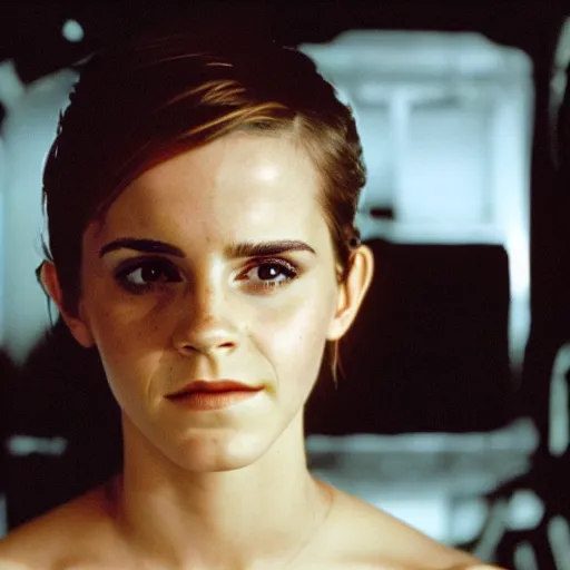 Image similar to Emma Watson as Ellen Ripley in Alien 3 famous scene, film still, UHD, 8k, highly detailed