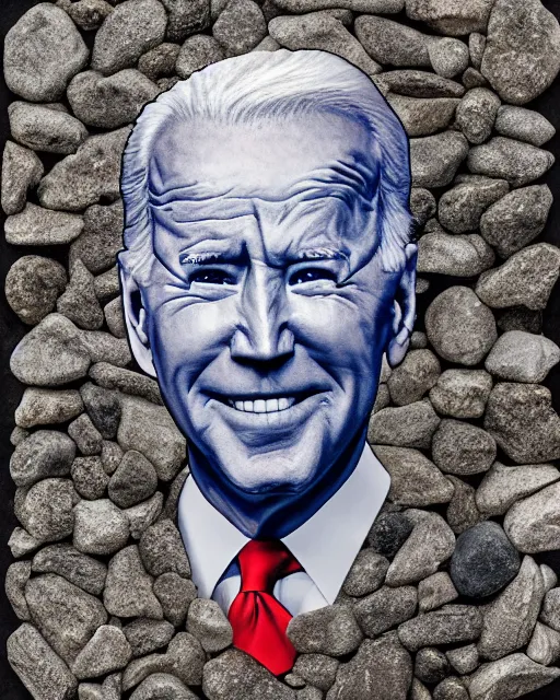 Image similar to joe biden made of stones