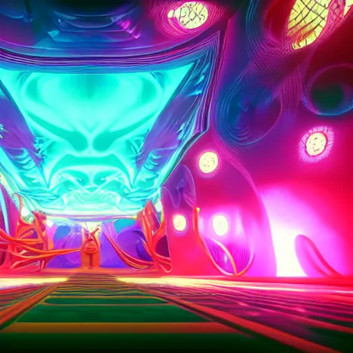 Image similar to a psychedelic 3 d octane render of a dmt trip, hyperrealistic, dramatic lighting, 8 k, unreal engine