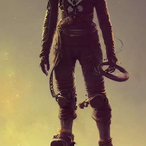 Prompt: pirate astronaut, fullbody, fantasy, intricate, elegant, highly detailed, digital painting, artstation, concept art, smooth, sharp focus, illustration, art by greg rutkowski