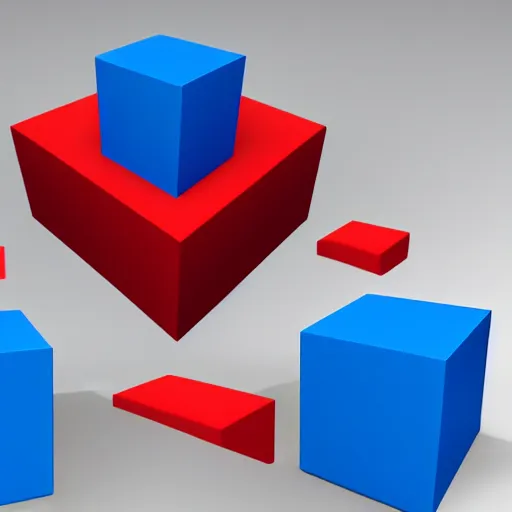 Prompt: red cube on top of blue cube, accurately matches the description, physically correct, logically correct, realistic, don't you dare lie to me