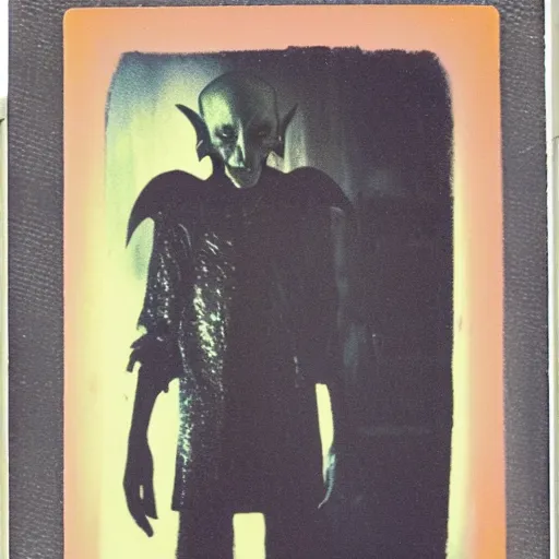 Prompt: nosferatu playing the blues, old polaroid picture n - 6