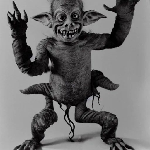 Image similar to a photograph of a really screwed up little goblin, horror morph, scary scary scary, wild, weird, fun