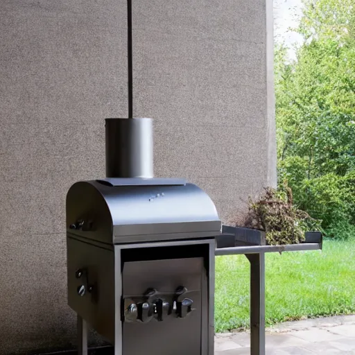 Image similar to a bbq smoker, brutalist design