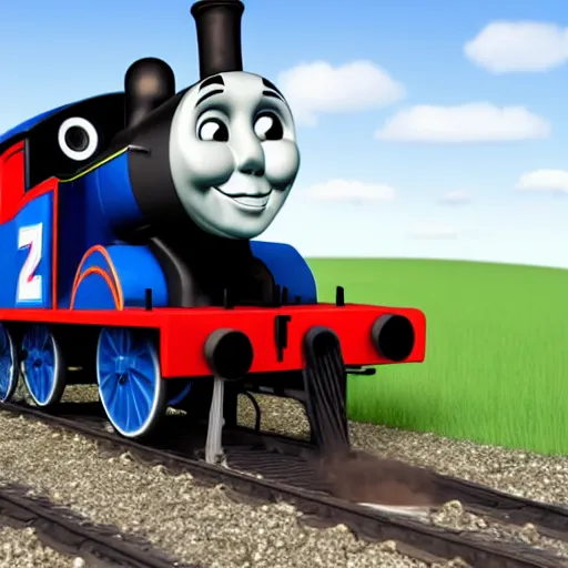 Image similar to x - ray of thomas the tank engine, with human skeleton inside, ultrarealistic, 8 k