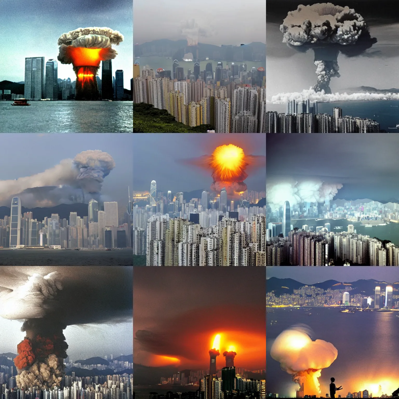 Prompt: nuclear explosion in hong kong city, associated press, high quality