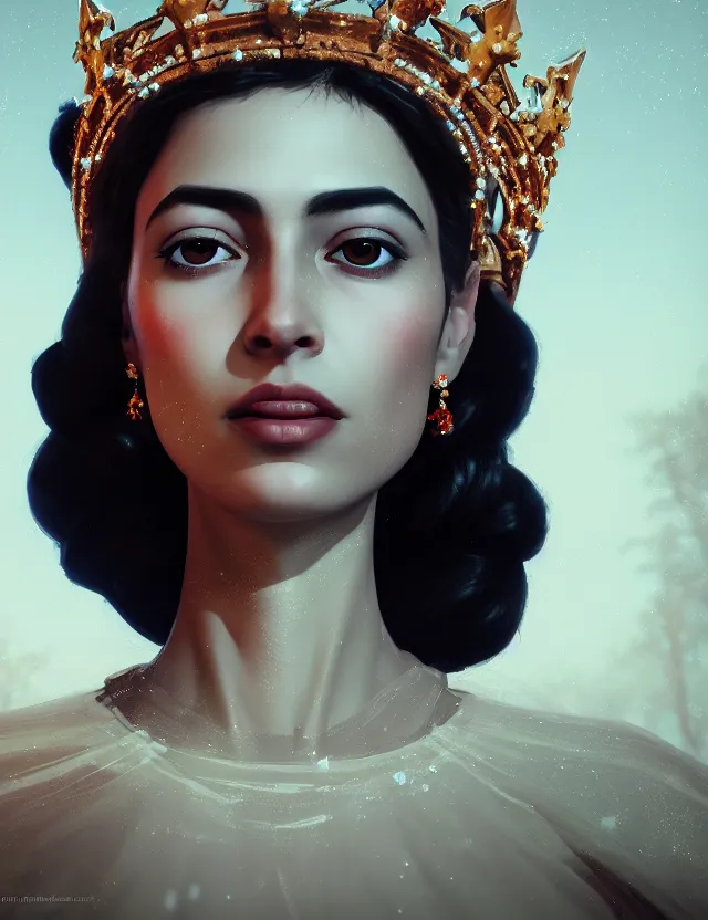 Image similar to blurred background. close-up portrait of a goddess in crown, by Alfred Eisenstaedt, Afarin Sajedi and Alena Aenami. unreal engine