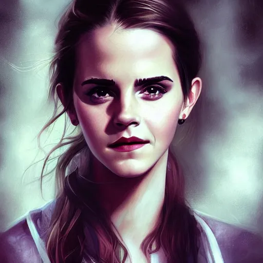 Image similar to close up portrait of emma watson, artwork by charlie bowater,
