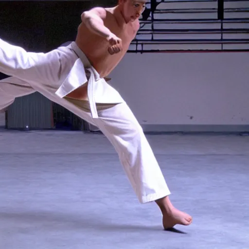 Prompt: Live Action Still of Jerma in Karate Kid, real life, hyperrealistic, ultra realistic, realistic, highly detailed, epic, HD quality, 8k resolution, body and headshot, film still