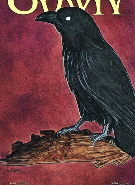 Prompt: cry for dawn cover depicting a raven by joseph michael lisner, masterpiece ink illustration,
