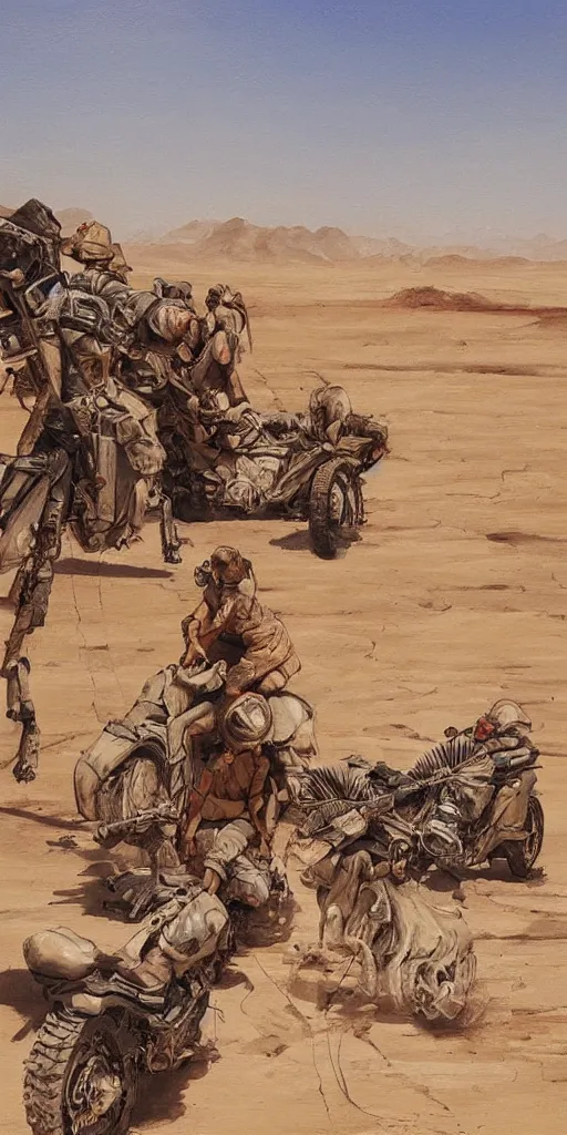 Image similar to oil painting scene from desert by kim jung gi