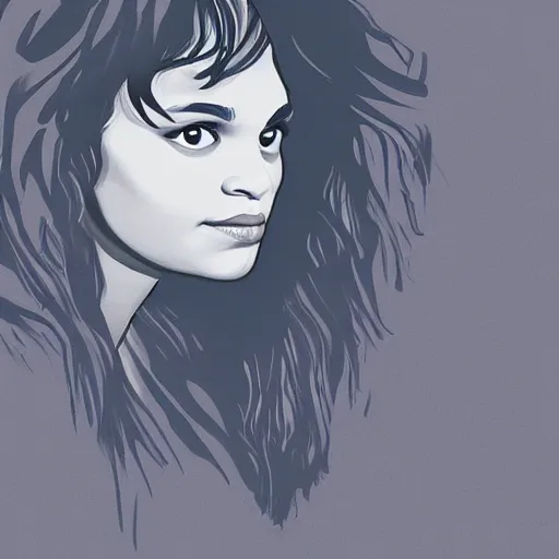 Image similar to an illustration of a norah jones long hair, digital art