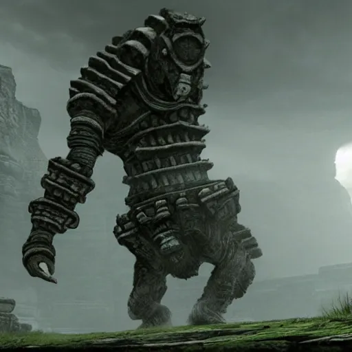 Image similar to snail reimagind in shadow of the colossus