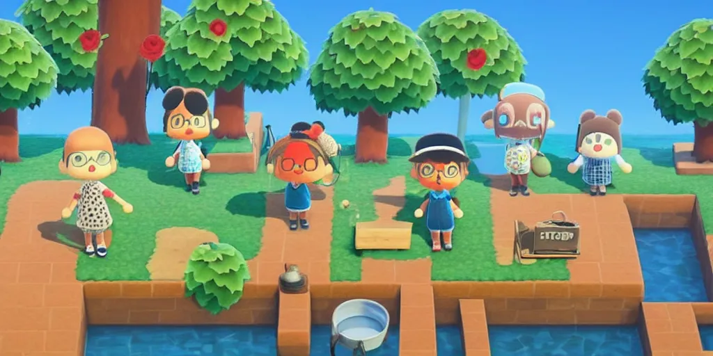 Image similar to a still from Wes Anderson's Animal Crossing, stop motion