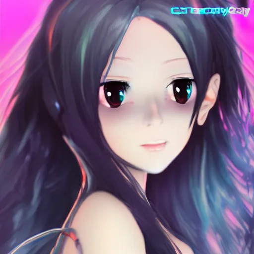 Image similar to beautiful cybercandy girl anime in 3 d, gawr gura, iyokani, cgsociety, style trending on artstation