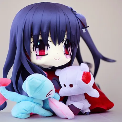 Image similar to cute fumo plush of a mysterious rival, chibi anime girl