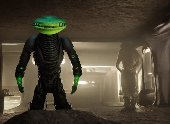 Image similar to film still of kif kroker in the new scifi movie, 4 k