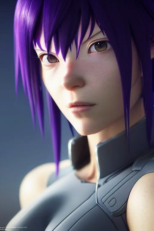 Image similar to weta disney pixar movie still portrait photo of ghost in the shell anime : : as motoko kusanagi by pixar : : by ilya kuvshinov, rossdraws, artgerm, maxim cover, octane render, 3 d, volumetric lighting, anti aliasing, raytracing : :