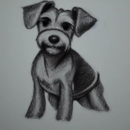 Image similar to milt kahl pencil sketch of happy mini schnauzer