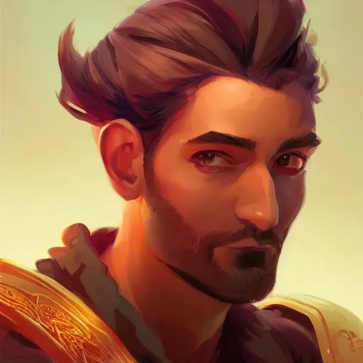 Image similar to handsome male portrait, maya ali mage, gloomhaven, dynamic lighting, gaudy colors, octane render aesthetic, matte painting concept art, official fanart behance hd artstation by jesper ejsing, by rhads and makoto shinkai and lois van baarle and ilya kuvshinov and rossdraws