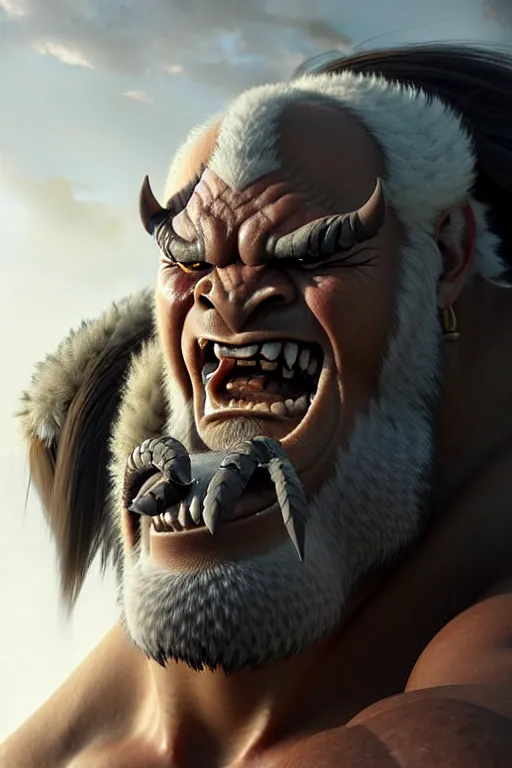 Image similar to orc barbarian male, finely detailed perfect face, exquisite details, earth magic, mid view, design on a white background, by studio muti, greg rutkowski makoto shinkai takashi takeuchi studio ghibli