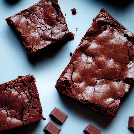 Prompt: chocolate brownie with elastic melting chocolate!!!, studio photography, 4 k