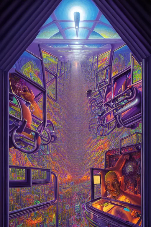 Prompt: a photorealistic painting of the transparent glass isometric nightmare machine extracting imagination of a human man by johfra bosschart, lisa frank, dark fantasy art, high detail, trending on artstation