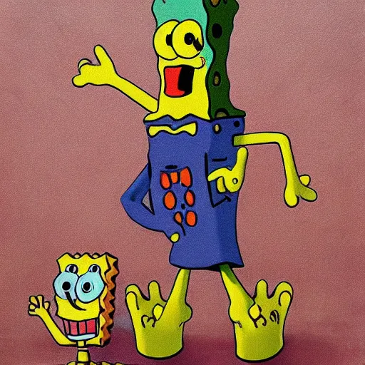 Image similar to spongebob painted by salvador dali