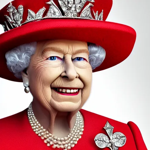 Prompt: The queen of England in the shape of a lizard, realistic artstyle, wide shot, dramatic lighting, octane render, hyperrealistic, high quality, highly detailed, HD, beautiful, cinematic, 8k, unreal engine, facial accuracy, symmetrical