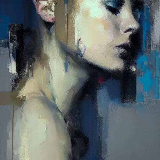 Image similar to abstract painting of woman by jeremy mann