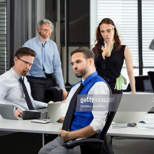 Image similar to stock photo of bored office workers, studio lighting, highly detailed, bland, mundane, drab
