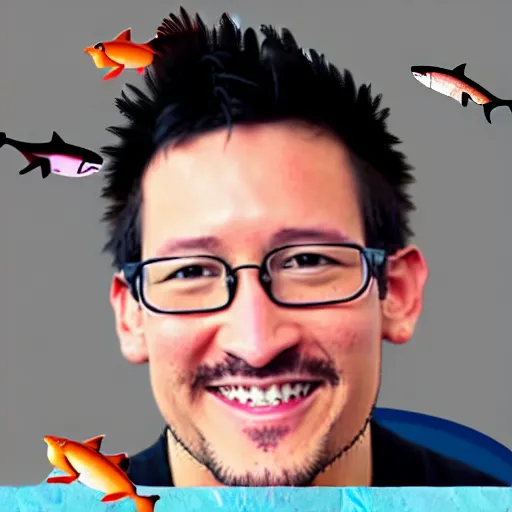 Image similar to markiplier with shark fins