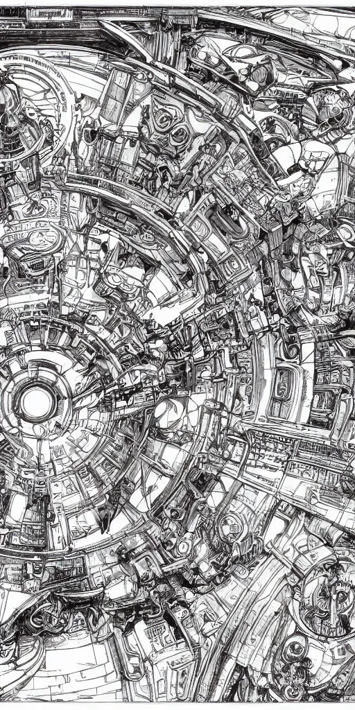 Prompt: very technical and detailed blueprint of a Starship, Center Frame, intricate details, ultra-detailed, baroque style, illustration, desaturated, concept art, Battletech,sci-fi, Star Wars cross section of mechanical elements , sepia tone , with highly detailed blueprints, marker concept art style rendering