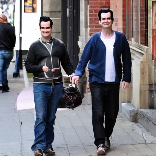 Image similar to Paparazzi photo of Jimmy Carr and Miss Piggy