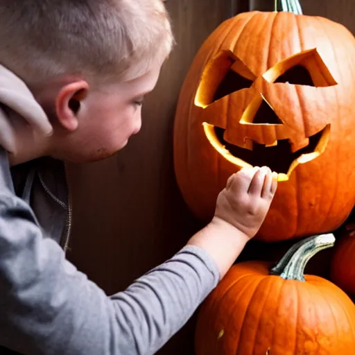 Image similar to pumpkins carving a human head