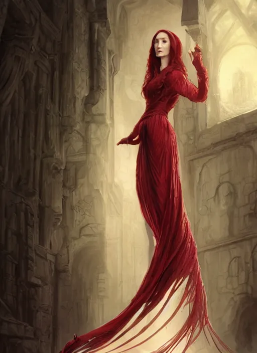 Image similar to melisandre, game of thrones, super highly detailed, professional digital painting, concept art, smooth, sharp focus, no blur, no dof, extreme illustration, unreal engine 5, photorealism, hd quality, 8 k resolution, cinema 4 d, 3 d, beautiful, cinematic, art by artgerm and greg rutkowski and alphonse mucha and loish and wlop