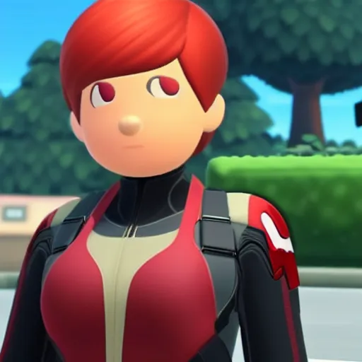 Prompt: Film still of Black Widow, from Animal Crossing: New Horizons (2020 video game)