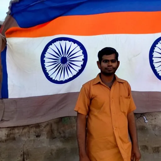 Prompt: Chad in front of Indian Flag