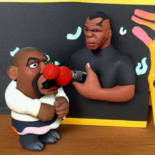 Prompt: claymation mike tyson vaping