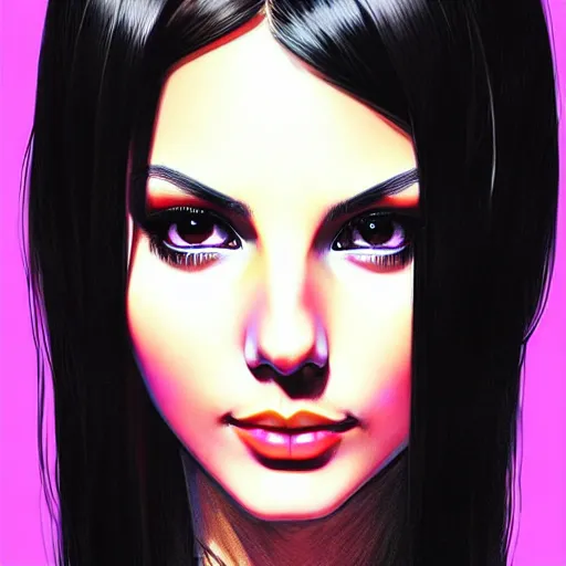 Image similar to victoria justice. underground box office hit, fantasy and seventies italian horror movie, unreal engine, intricate, ultra detailed 8 k, ambient occlusion, best, cool, extremely beautiful and aesthetic shape of face and neck, art by hiroaki samura and ilya kuvshinov and rossdraws andy warhol