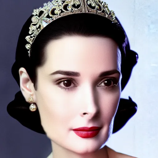 Prompt: winona ryder as Grace Kelly, hyperrealistic, octane rendr, 8k, high quality