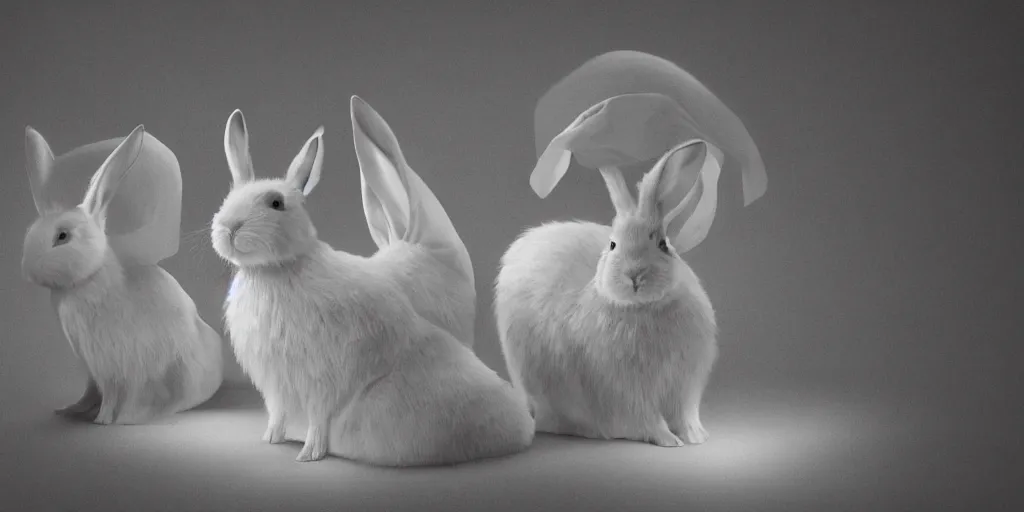 Prompt: hyperrealistic photography of a highly detailed and symmetrical gorgeous very beautiful rabbits draped in white satin in a prison, in the style of livio scarpella, beth cavener, jin kagetsu, face symmetry, masterpiece, award - winning, sharp focus, intricate concept art, ambient lighting, 8 k, artstation