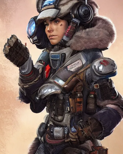 Prompt: Lights the Canadian Musician as an Apex Legends character digital illustration portrait design by, Mark Brooks and Brad Kunkle detailed, gorgeous lighting, wide angle action dynamic portrait