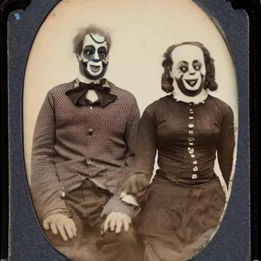 Image similar to tintype photo of two clowns drinking