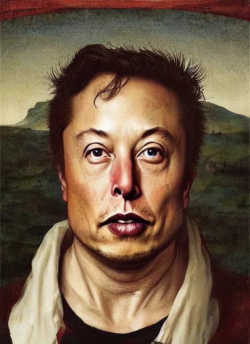 Image similar to elon musk painted by hieronymus bosch, detailed digital art, trending on Artstation