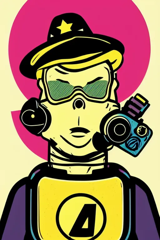 Image similar to fallout 7 6 retro futurist illustration art by butcher billy, sticker, colorful, illustration, highly detailed, simple, smooth and clean vector curves, no jagged lines, vector art, smooth andy warhol style