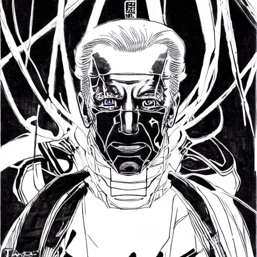 Image similar to Joe Biden looking sinister, by Tsutomu Nihei, highly detailed