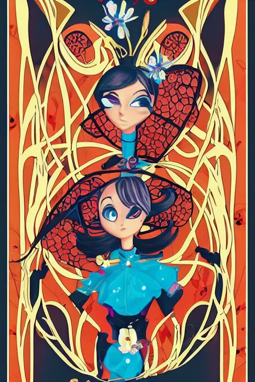 Image similar to art nouveau poster, miraculous ladybug