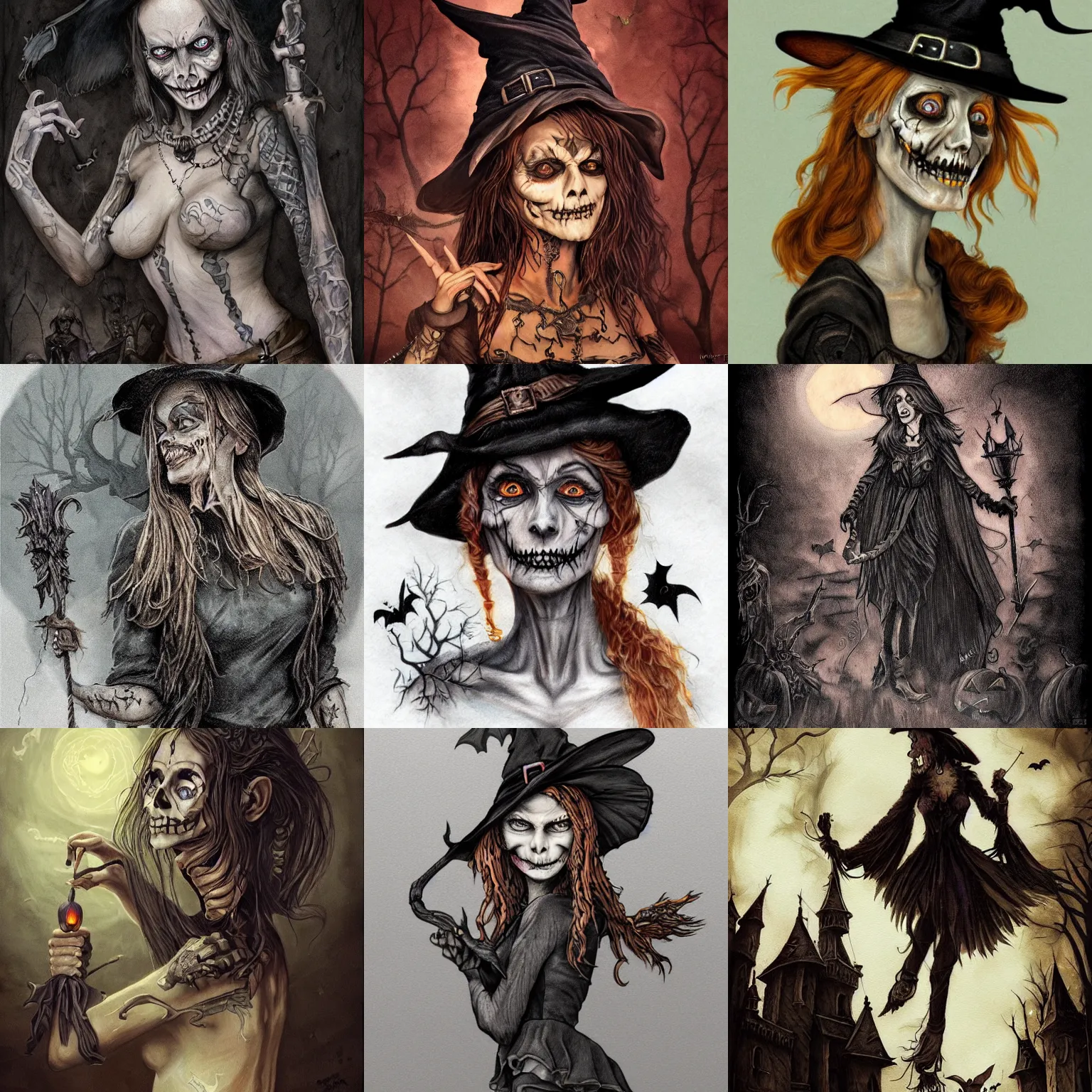 Prompt: halloween witch tattoo by anton pieck, intricate, extremely detailed, digital painting, artstation, concept art, smooth, sharp focus, illustration, intimidating lighting, incredible art,